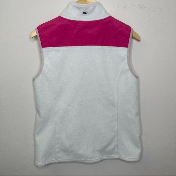 Vineyard Vines Fleece Jacket Women White‎ Solid Full Zip Vest Pocket Collar Sz M - Picture 5 of 9
